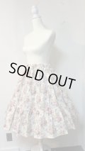 ハンドメイドギャザースカート【花柄2段白系・60cm丈】