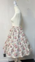 画像3: ハンドメイドギャザースカート【花柄2段白系・60cm丈】