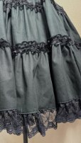 画像3: ハンドメイド3段ティアードスカート1【黒無地×黒ラッセルレース・55cm丈】
