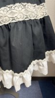 画像2: ハンドメイド2段ティアードスカート3【黒無地×生成トーションレース裾綿レース・60cm丈】 (2)