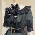 画像7: 【レギュラーサイズ】ブローチピン付きデイリーシャーリングワンピース【無地黒×ラッセルレース・113cm丈】