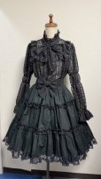 画像6: ハンドメイド3段ティアードスカート1【黒無地×黒ラッセルレース・55cm丈】