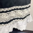画像5: ハンドメイドギャザースカート4【黒無地×生成トーション裾綿レース・70cm丈】
