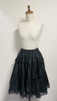 画像4: ハンドメイド3段ティアードスカート1【黒無地×黒ラッセルレース・55cm丈】