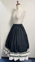 画像2: ハンドメイドギャザースカート4【黒無地×生成トーション裾綿レース・70cm丈】 (2)