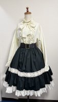 画像4: ハンドメイド2段ティアードスカート3【黒無地×生成トーションレース裾綿レース・60cm丈】 (4)