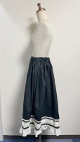 画像7: ハンドメイドギャザースカート4【黒無地×生成トーション裾綿レース・70cm丈】