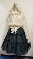 画像5: ハンドメイド3段ティアードスカート1【黒無地×黒ラッセルレース・55cm丈】