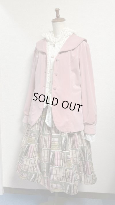 画像4: 3ハンドメイドギャザースカート【本棚柄ピンク系・66cm丈】