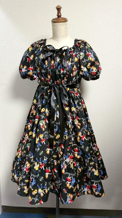 画像1: デイリーシャーリングワンピース【ロカビリー柄・レギュラーサイズ】