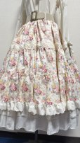 画像6: 11ハンドメイドギャザー3段ティアードスカート【花柄白系・63cm丈】 (6)