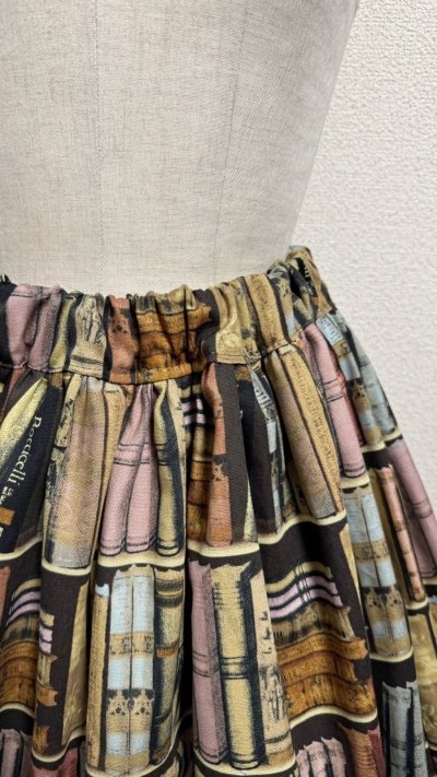 画像3: 12ハンドメイドギャザー2段ティアードスカート【本棚茶系×生成レース・63cm丈】