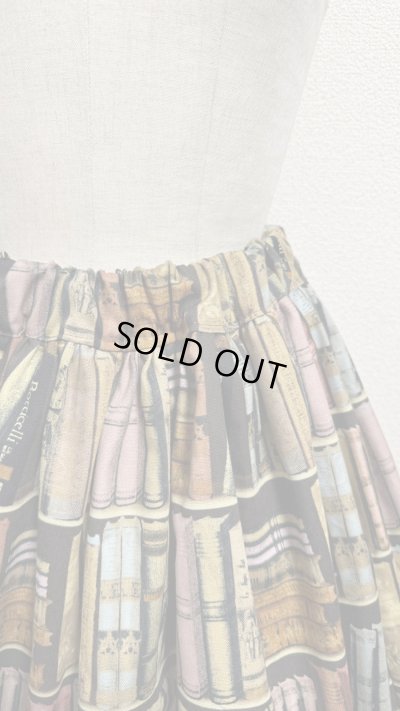 画像3: 13ハンドメイドギャザー2段ティアードスカート【本棚茶系×黒レース・63cm丈】