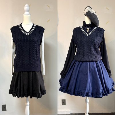 画像18: ハートエプロン＋スカートセット【紺】