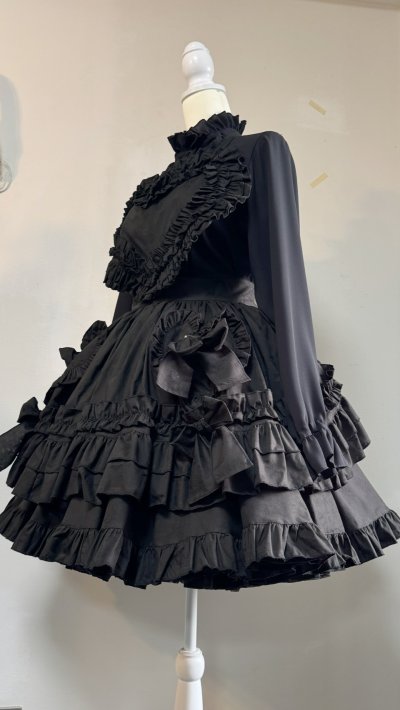 画像2: ハートエプロン＋スカートセット【黒】