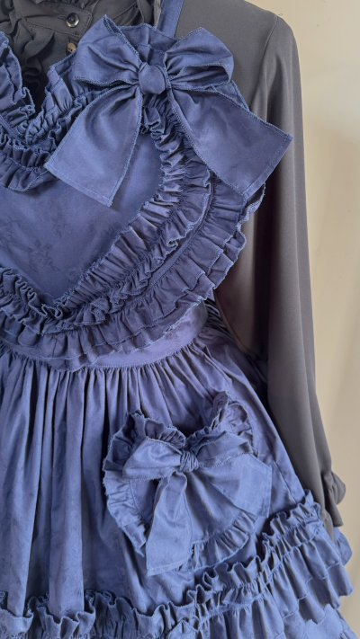 画像4: ハートエプロン＋スカートセット【紺】