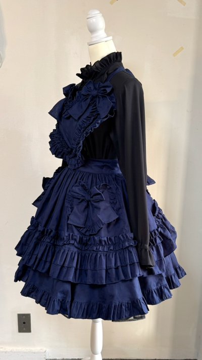 画像2: ハートエプロン＋スカートセット【紺】