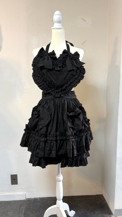 画像6: ハートエプロン＋スカートセット【黒】