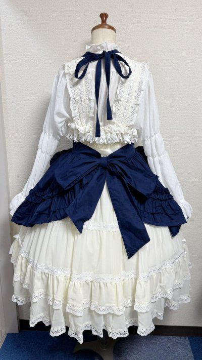 画像24: ハートエプロン＋スカートセット【紺】