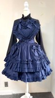 画像1: ハートエプロン＋スカートセット【紺】 (1)