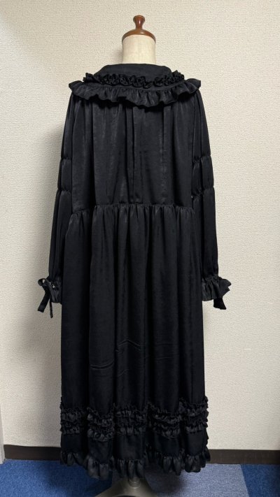 画像13: 大衿フリルワンピース【黒・ポリエステル生地】