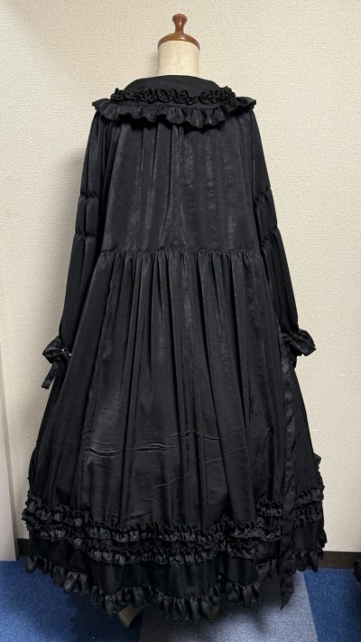 画像10: 大衿フリルワンピース【黒・ポリエステル生地】