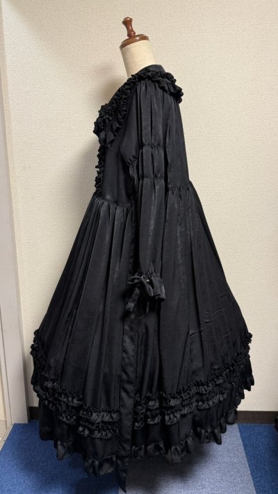 画像9: 大衿フリルワンピース【黒・ポリエステル生地】