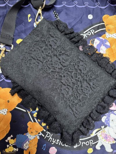 画像4: お出かけカメちゃん　スマホサコッシュ　（黒レース×黒カメちゃん）