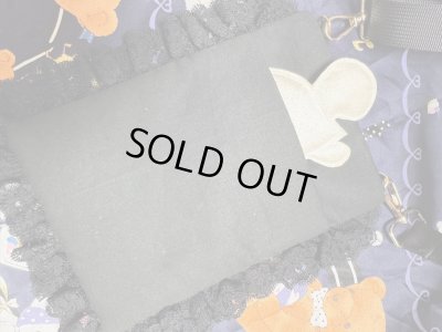 画像1: お出かけカメちゃん　スマホサコッシュ　（黒レース×白カメちゃん）