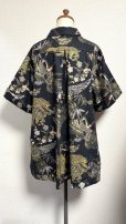 画像4: ボーイフレンドワークシャツ※黒ボタン【鶴亀柄黒系】 (4)