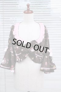 【Sale商品】エンジェルブーケ柄　姫袖ボレロ【茶系】