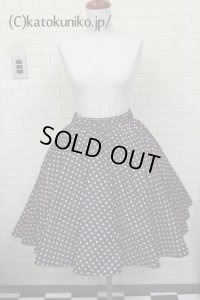 ハンドメイドサーキュラースカート55ｃ丈（黒地×ピンク水玉）