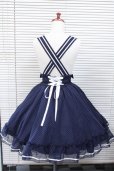 画像2: 【Sale商品】ハイウエストサーキュラースカート【紺×白水玉柄】 (2)