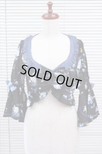 【Sale商品】エンジェルブーケ柄　姫袖ボレロ【黒系】