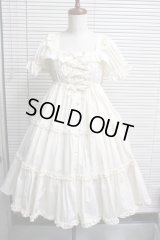【Sale商品】シャーリングハイウエストワンピース【ブロード・生成り】