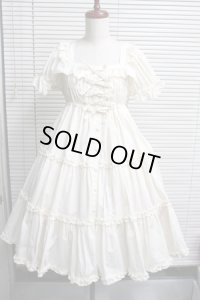 【Sale商品】シャーリングハイウエストワンピース【ブロード・生成り】