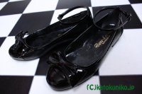 【Sale30％OFF】リボンコンビバレエシューズ【黒・Ｓ】
