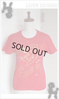 ハートロゴ柄Tシャツ【赤】Sサイズ
