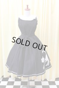 襟付きサーキュラーワンピース【ねこアップリケ・黒系】