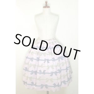 画像: ハンドメイドスカート【リボンライン柄・59丈】