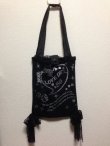 画像1: TシャツリメイクトートBAG【黒×シルバープリント】