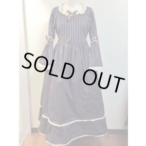 画像: 姫袖デイリーロングワンピース【レジメンタルストライプ・紺】