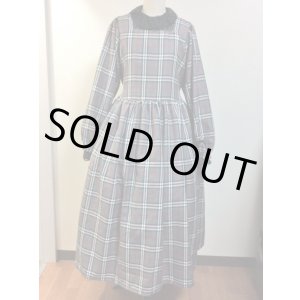 画像: 長袖ロング★デイリーワンピース【先染めチェック・グレー・着丈130ｃ】