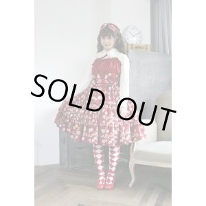 画像: 【PhysicalDrop×LIEF】ノスタルジービスケット柄・シャーリングティアードJSK【仕様違い・ボルドー系】