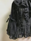画像4: ケープ衿付きスタンドカラーブラウス（姫袖）【黒】