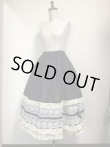 画像: ハンドメイドギャザースカート・黒×生成レース【74ｃm丈】