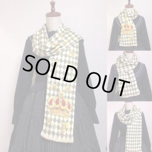 画像: 【予約品】王冠柄マフラー【ベージュ系×王冠柄】