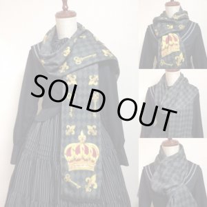 画像: 【予約品】王冠柄マフラー【グレー系×王冠柄】