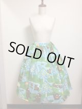 画像: ハンドメイドギャザースカート【くまリゾート柄・67ｃm丈】　