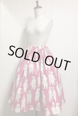 画像: ハンドメイドギャザースカート【蝶ネクタイベアー・ピンク系・６５ｃm丈】　